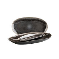 SERVIERPLATTEN-SET Niara Organic  - Schwarz/Braun, Basics, Keramik - Mäser