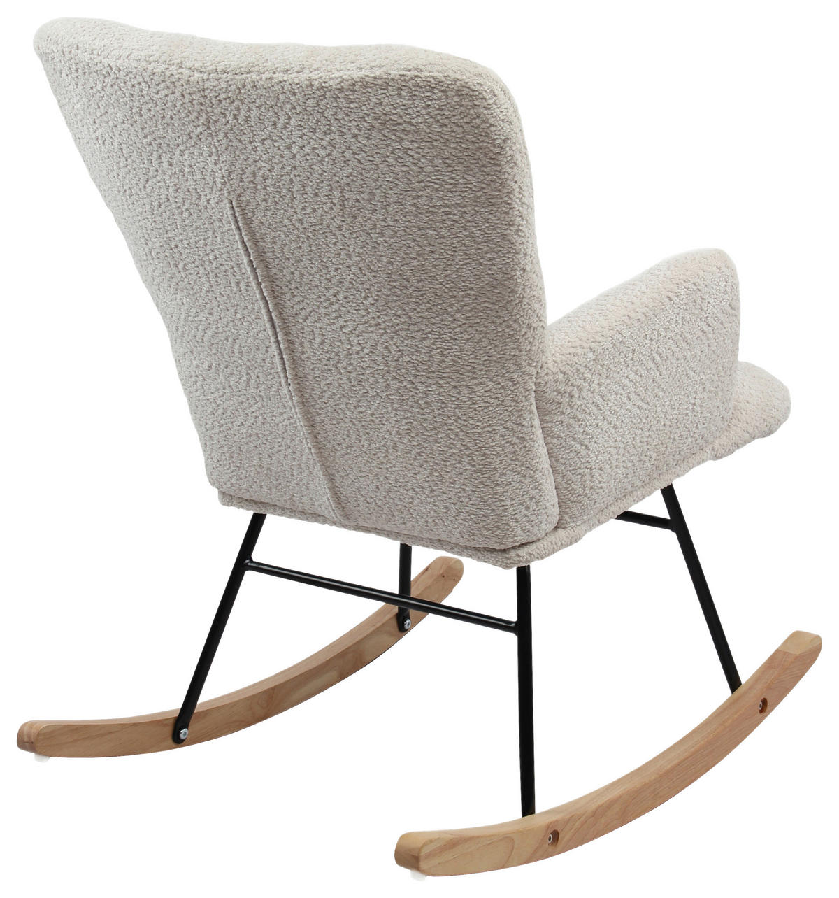 SCHAUKELSTUHL in Bouclé Weiß  - Weiß/Naturfarben, Basics, Holz/Textil (62/90/52cm) - P & B