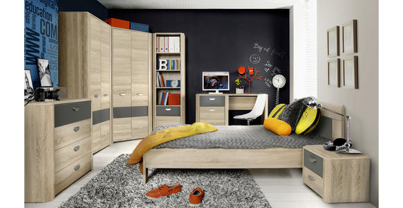 SCHREIBTISCH 130/58/74 cm in Anthrazit, Sonoma Eiche - Eichefarben/Anthrazit, Design, Holzwerkstoff (130/58/74cm) - Carryhome