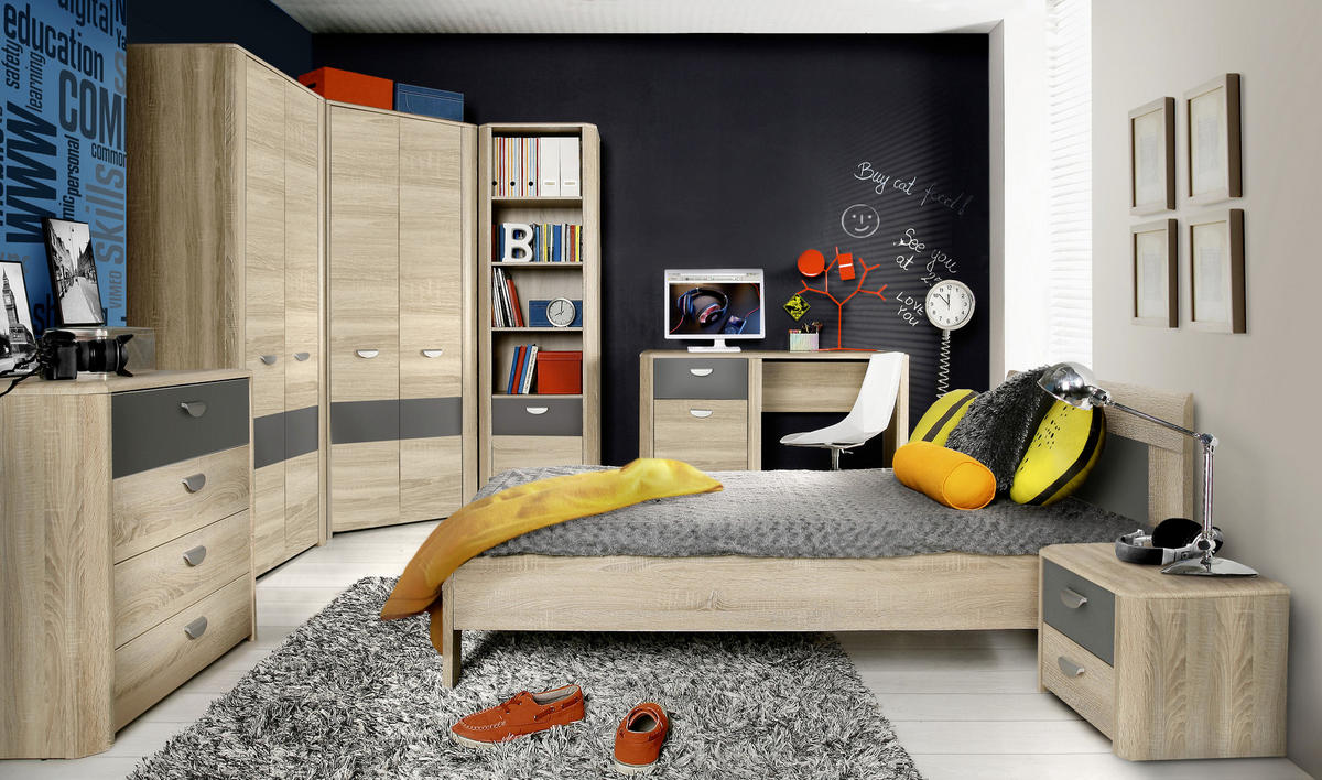 SCHREIBTISCH 130/58/74 cm  in Anthrazit, Sonoma Eiche  - Eichefarben/Anthrazit, Design, Holzwerkstoff (130/58/74cm) - Carryhome