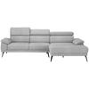 ECKSOFA in Velours Hellgrau  - Hellgrau/Schwarz, Design, Textil/Metall (295/187cm) - Novel