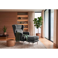 HOCKER Textil Schwarz, Weiss  - Kaschmir/Weiss, Modern, Holzwerkstoff/Textil (63/43/42cm) - MID.YOU