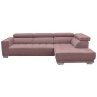 ECKSOFA in Mikrofaser Rosa  - Chromfarben/Rosa, Design, Textil/Metall (301/207cm) - Xora