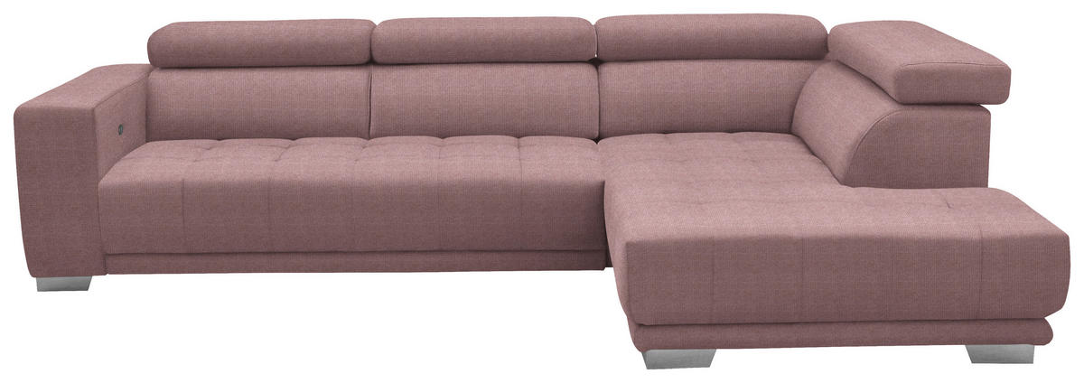 ECKSOFA in Mikrofaser Rosa  - Chromfarben/Rosa, Design, Textil/Metall (301/207cm) - Xora