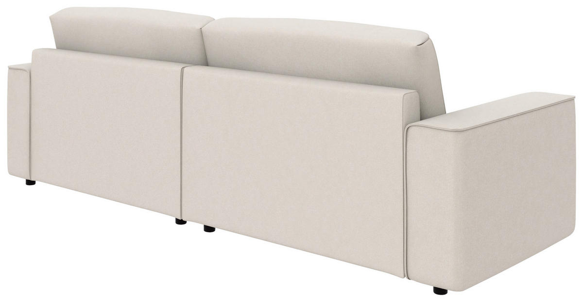 ECKSOFA in Struktur Sandfarben  - Sandfarben/Schwarz, Modern, Kunststoff/Textil (265/164cm) - Trendmanufaktur
