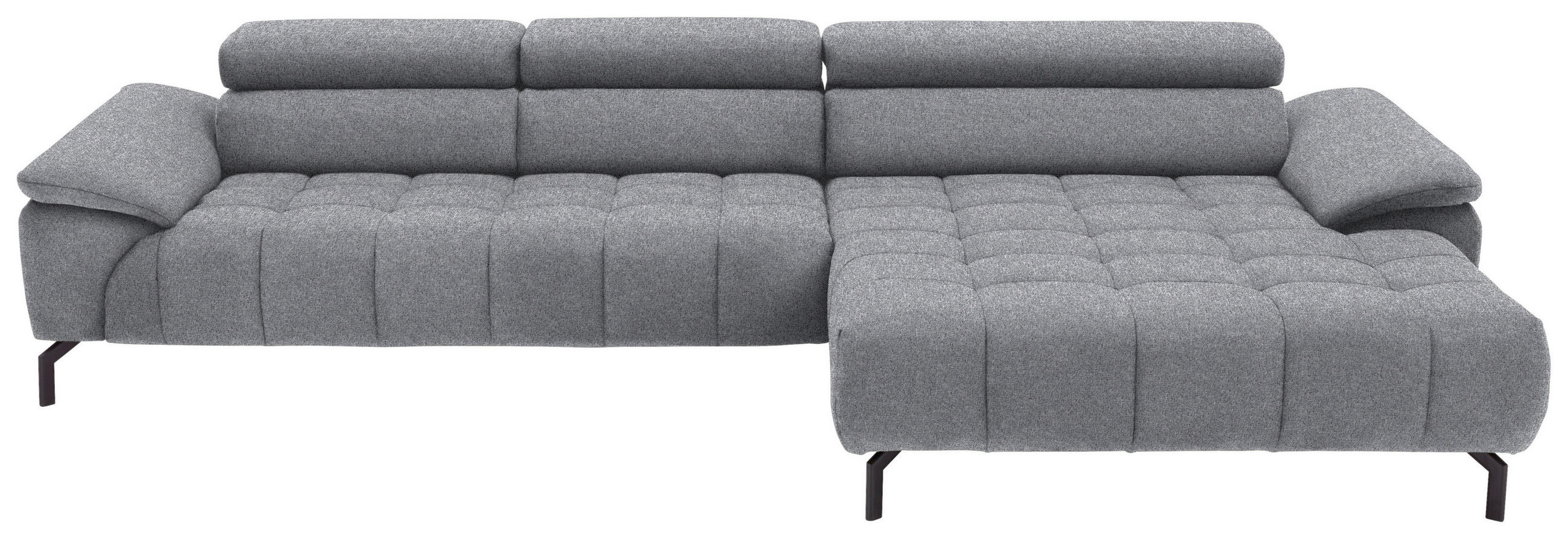 ECKSOFA in Webstoff Grau  - Schwarz/Grau, Design, Textil/Metall (329/190cm) - Beldomo Style