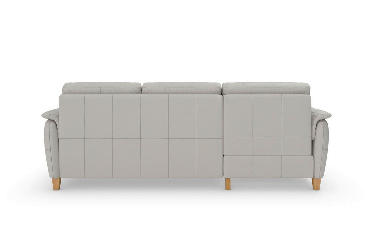 ROHOVÁ SEDAČKA, koža, svetlosivá - farba duba/svetlosivá, Basics, koža/drevo (163/244cm) - Sit & More