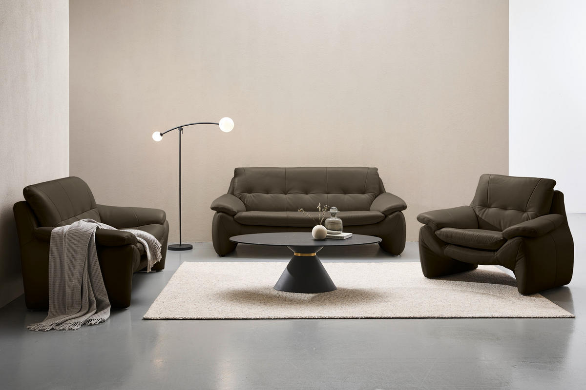 2-SITZER-SOFA Braun Echtleder  - Silberfarben/Braun, KONVENTIONELL, Leder/Metall (154/86/91cm) - Celina Home