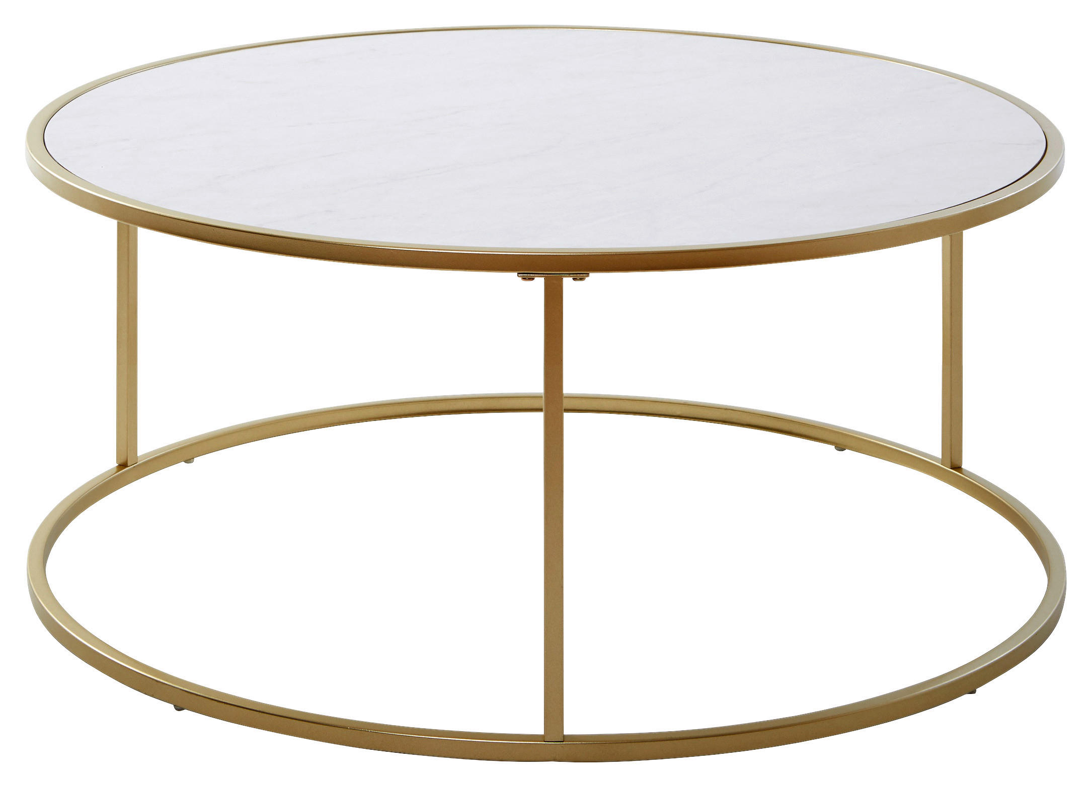 COUCHTISCH 89,5/89,5/41 cm rund Weiß, Goldfarben  - Goldfarben/Weiß, KONVENTIONELL, Holzwerkstoff/Metall (89,5/89,5/41cm) - Livetastic