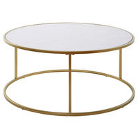 COUCHTISCH 89,5/89,5/41 cm rund Weiß, Goldfarben  - Goldfarben/Weiß, KONVENTIONELL, Holzwerkstoff/Metall (89,5/89,5/41cm) - Livetastic