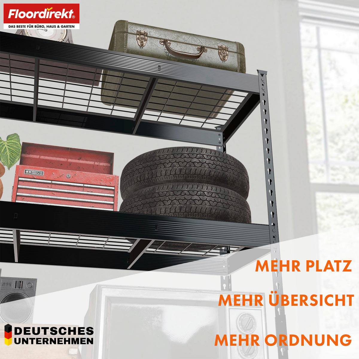 SCHWERLASTREGAL 90/180/60 cm  - Schwarz, Basics, Metall (90/180/60cm) - Floordirekt