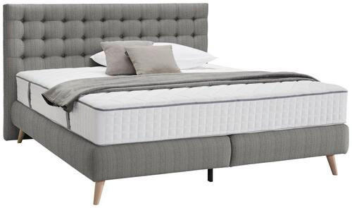 BOXSPRINGBETT 180/200 cm  in Hellgrau  - Hellgrau, Design, Holz/Textil (180/200cm) - Welnova