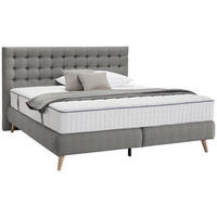 BOXSPRING-ÁGY 180/200 cm  világosszürke  - világosszürke, Design, textil/fa (180/200cm) - Carryhome