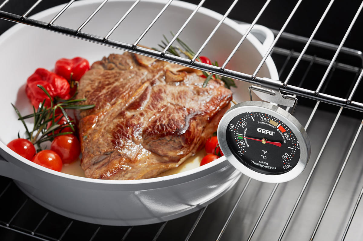 BRATENTHERMOMETER - Edelstahlfarben/Schwarz, Basics, Metall - Gefu
