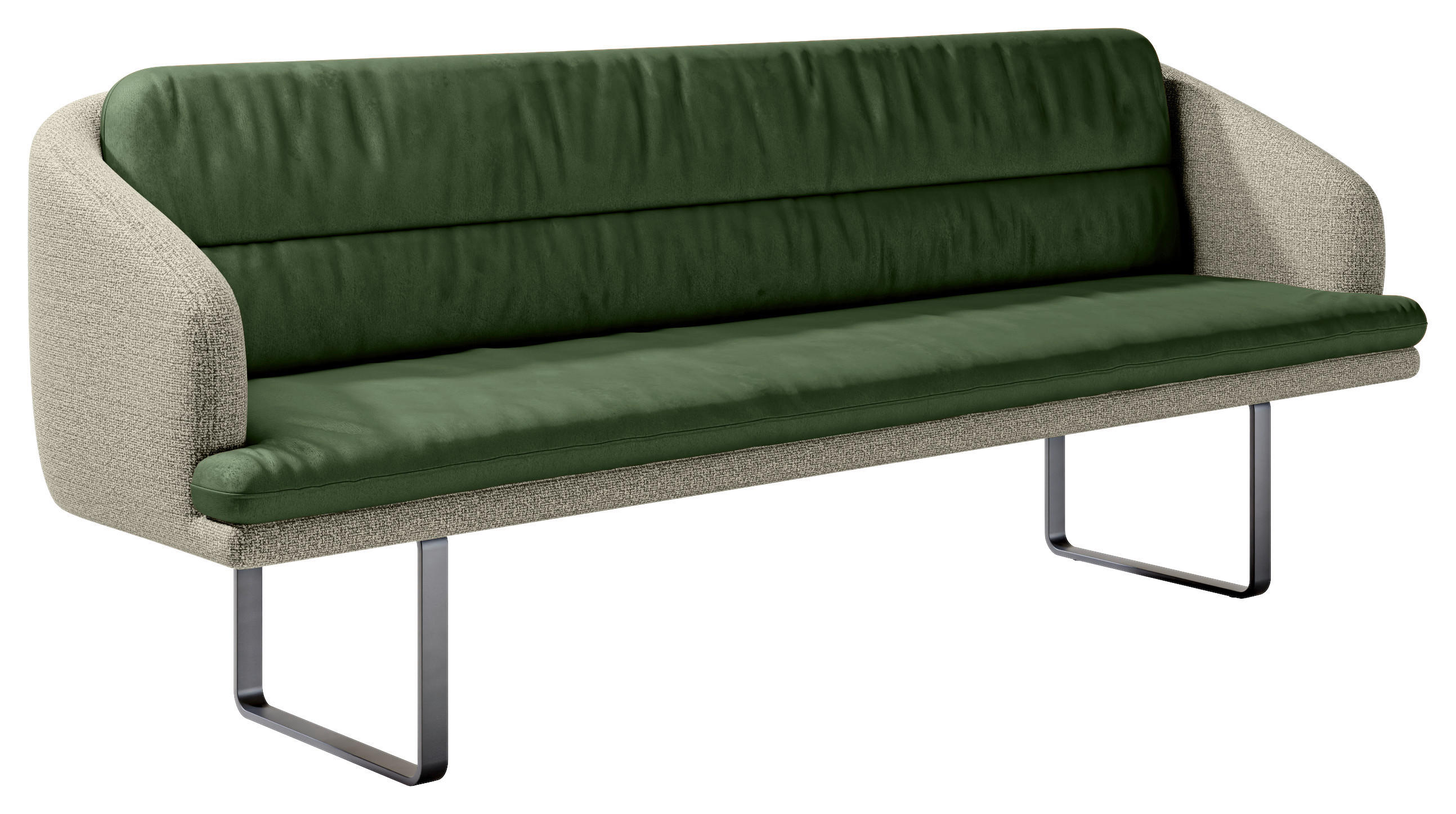 SITZBANK Textil Grün, Graugrün  - Schwarz/Graugrün, Design, Textil/Metall (255/89/68cm) - Dieter Knoll