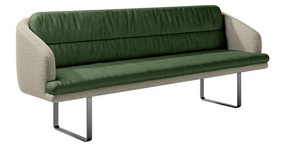 SITZBANK 255/89/68 cm Velours, Flachgewebe Grün, Graugrün Metall  - Schwarz/Graugrün, Design, Textil/Metall (255/89/68cm) - Dieter Knoll