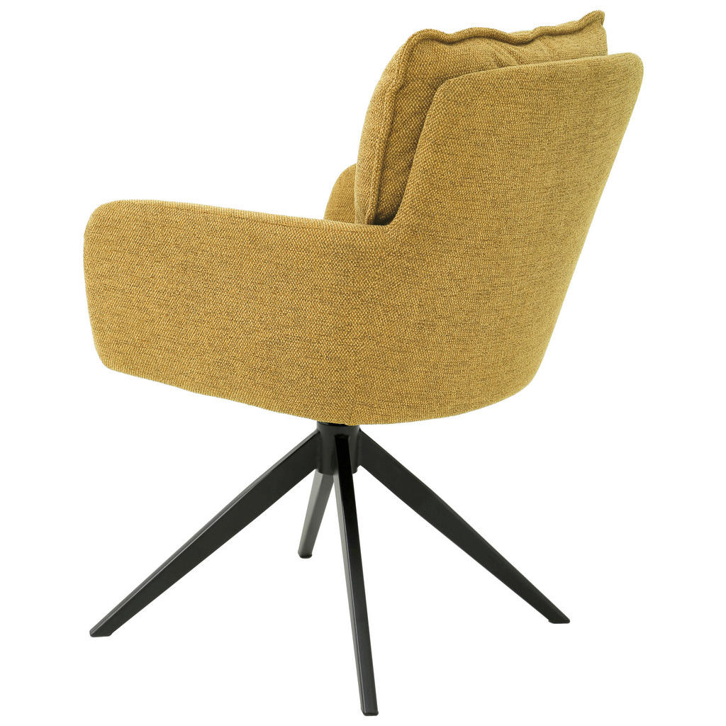 Thumbnail - Novel Armlehnstuhl, Gelb, Schwarz, Metall, Textil, Drehkreuz, 61x90x67 cm, Bsci, Sitzfläche 360° drehbar, automatische R...