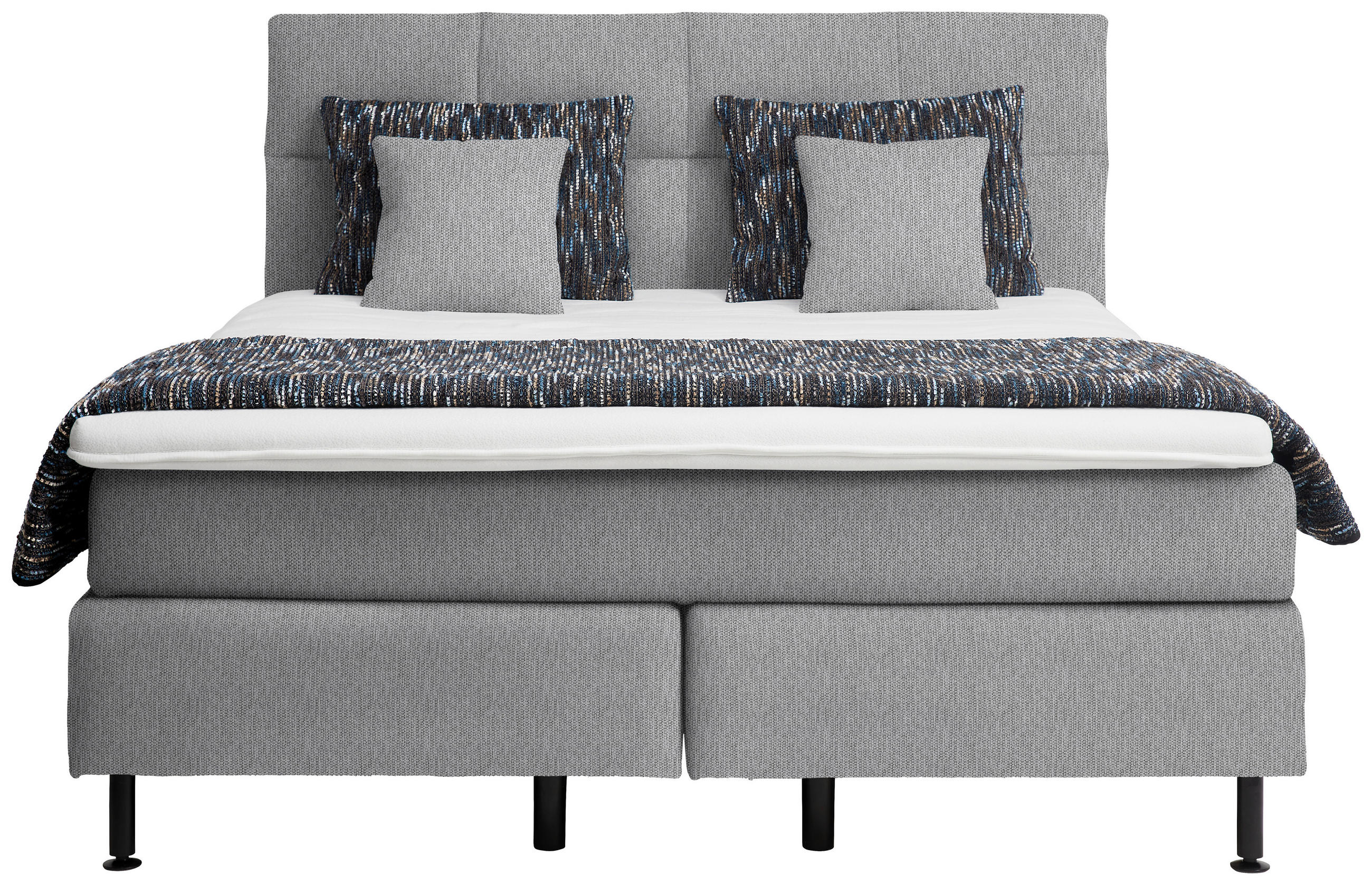 BOXSPRINGBETT 180/200 cm  in Hellgrau  - Hellgrau/Schwarz, Design, Kunststoff/Textil (180/200cm) - Beldomo - Sleep