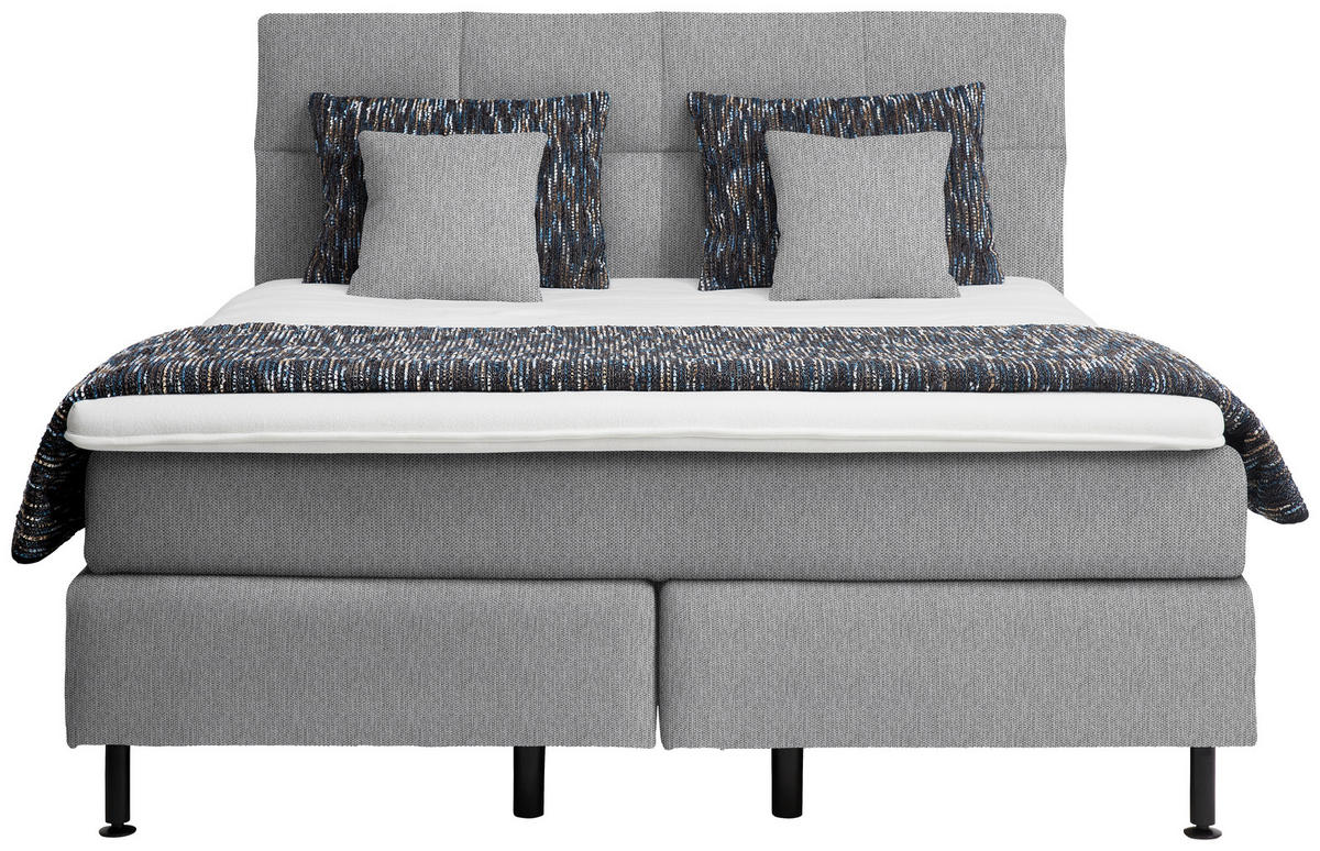 BOXSPRINGBETT 160/200 cm  in Hellgrau  - Hellgrau/Schwarz, Design, Kunststoff/Textil (160/200cm) - Beldomo - Sleep