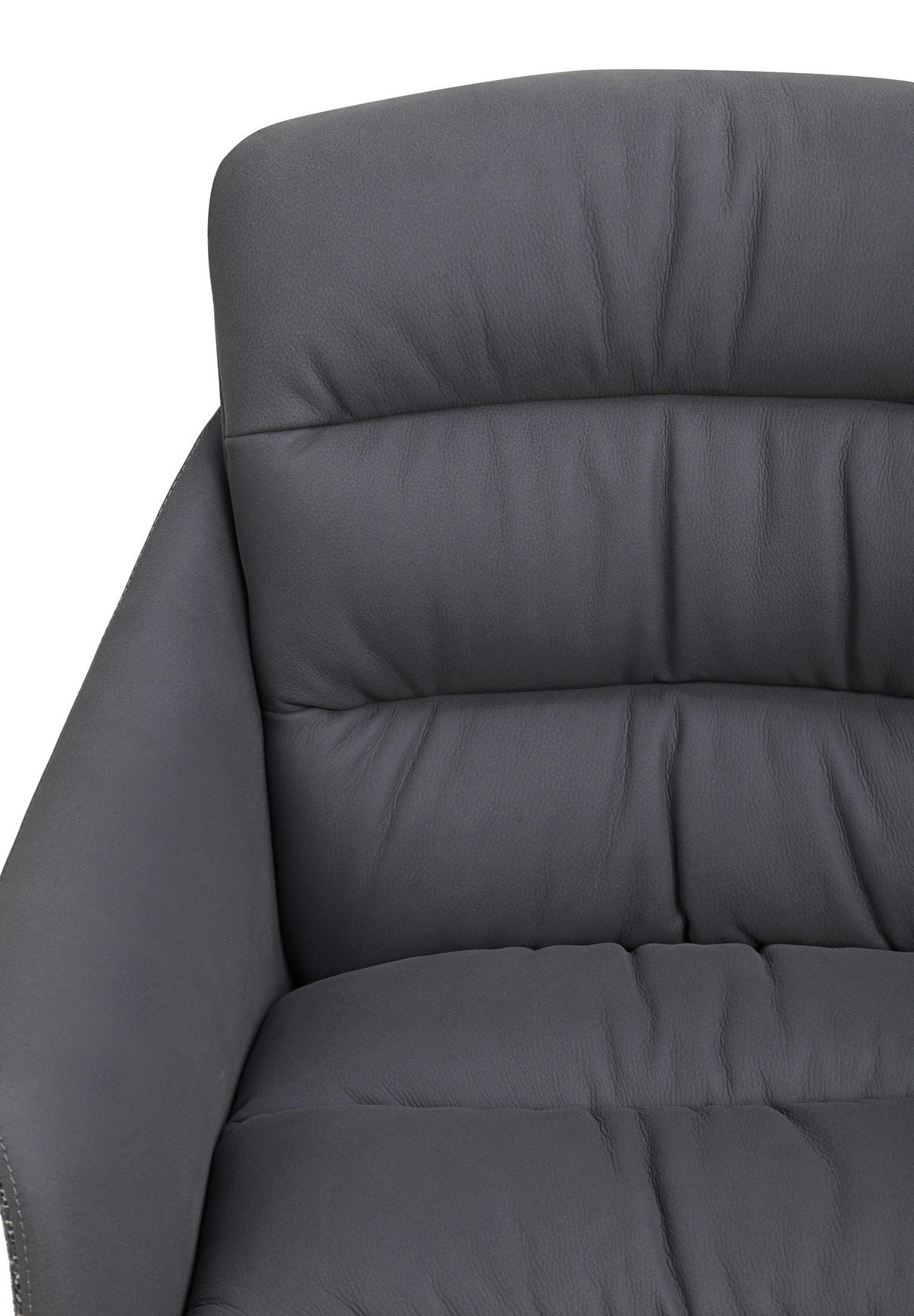 ARMLEHNSTUHL  Sitzfläche 360° drehbar, inklusive Armlehnen, automatische Rückholfunktion Webstoff Echtleder  - Schwarz, Design, Leder/Textil (62/85,5/65cm) - Dieter Knoll