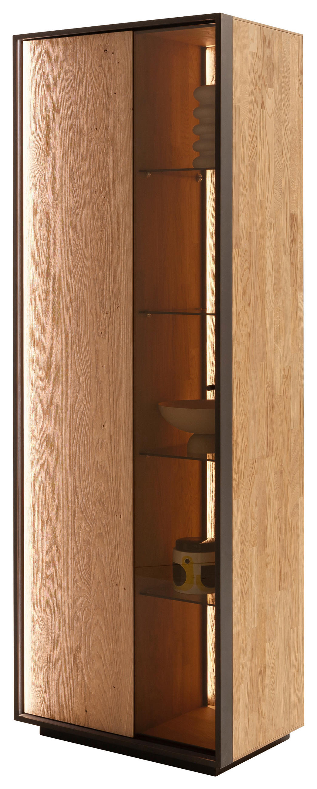 VITRINE  in massiv Kerneiche Eichefarben - Eichefarben/Anthrazit, Design, Glas/Holz (67/197/42cm) - Schöner Wohnen