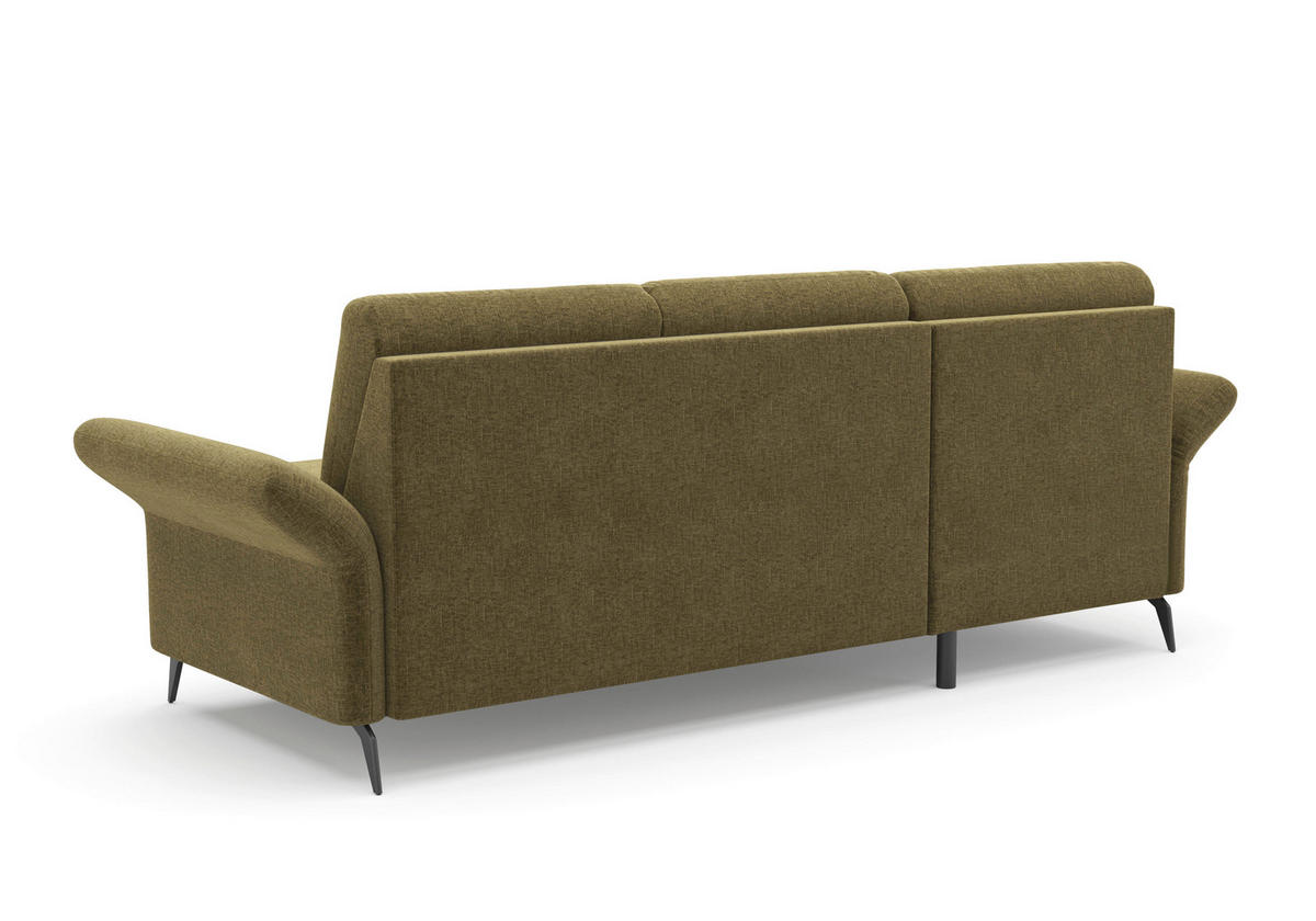ECKSOFA ROCHELLE E Olivgrün Flachgewebe  - Schwarz/Olivgrün, KONVENTIONELL, Textil/Metall (164/251cm) - Sit & More