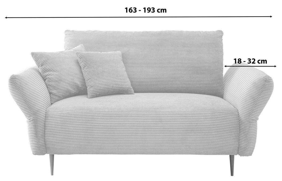 2-SITZER-SOFA in Cord Hellblau  - Schwarz/Hellblau, Design, Textil/Metall (163/97/102cm) - Livetastic