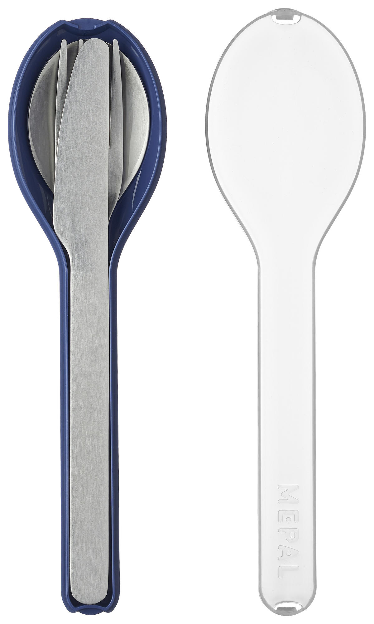 BESTECKSET 3-teilig  ELLIPSE  - Edelstahlfarben/Dunkelblau, Basics, Kunststoff/Metall (19,5/5,1/2,3cm) - Mepal