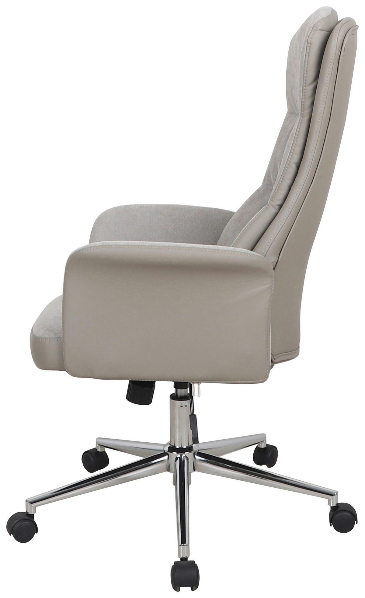 CHEFSESSEL Lederlook, Flachgewebe Grau  - Chromfarben/Grau, MODERN, Kunststoff/Textil (65/108-118/72cm) - MID.YOU