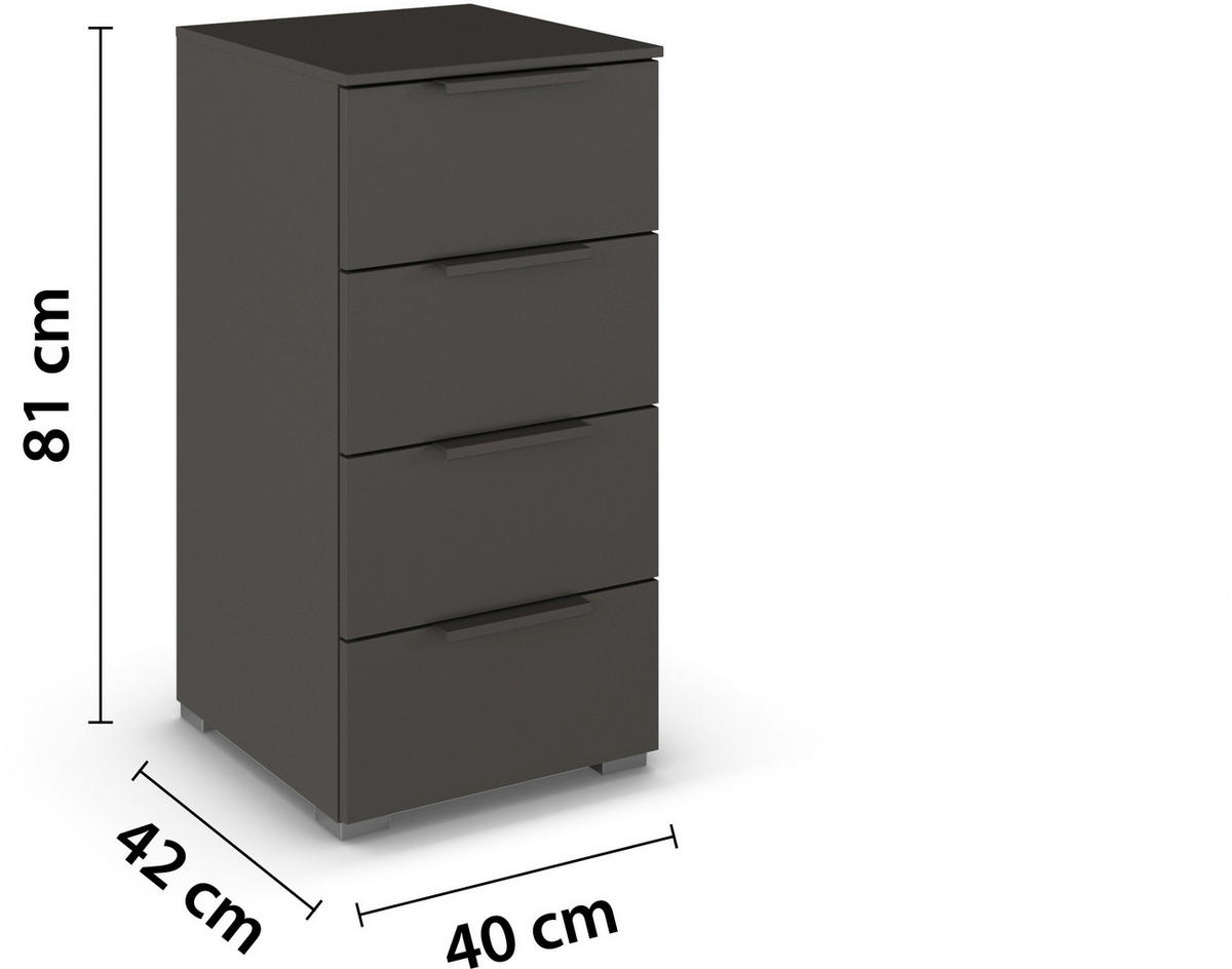KOMMODE  in 50/81/42 cm  - Graphitfarben/Alufarben, Trend, Holzwerkstoff/Metall (50/81/42cm) - Novel