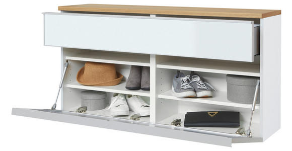 HÄNGESCHUHSCHRANK 120/61/31 cm - Eichefarben/Silberfarben, Design, Glas/Holz (120/61/31cm) - Novel