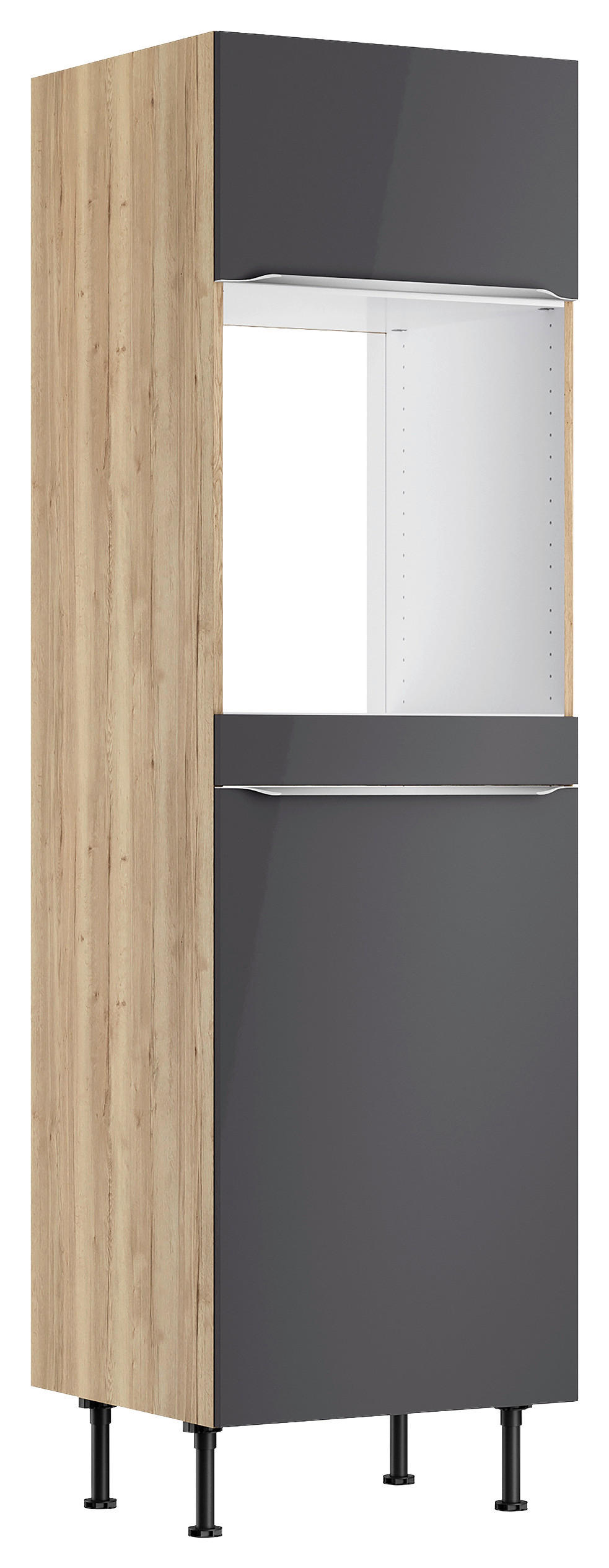 GERÄTEUMBAUSCHRANK 60/211,8/58,1 cm  in Anthrazit, Wildeiche  - Wildeiche/Edelstahlfarben, Basics, Holzwerkstoff/Metall (60/211,8/58,1cm) - Optifit