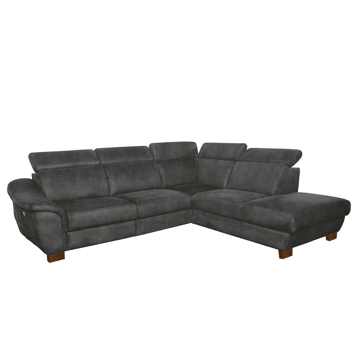 ECKSOFA TREND in Mikrofaser Anthrazit Bettkasten, Relaxfunktion, Kopfteilverstellung  276/238 cm  - Wengefarben/Anthrazit, Design, Holz/Textil (276/238cm) - Livetastic