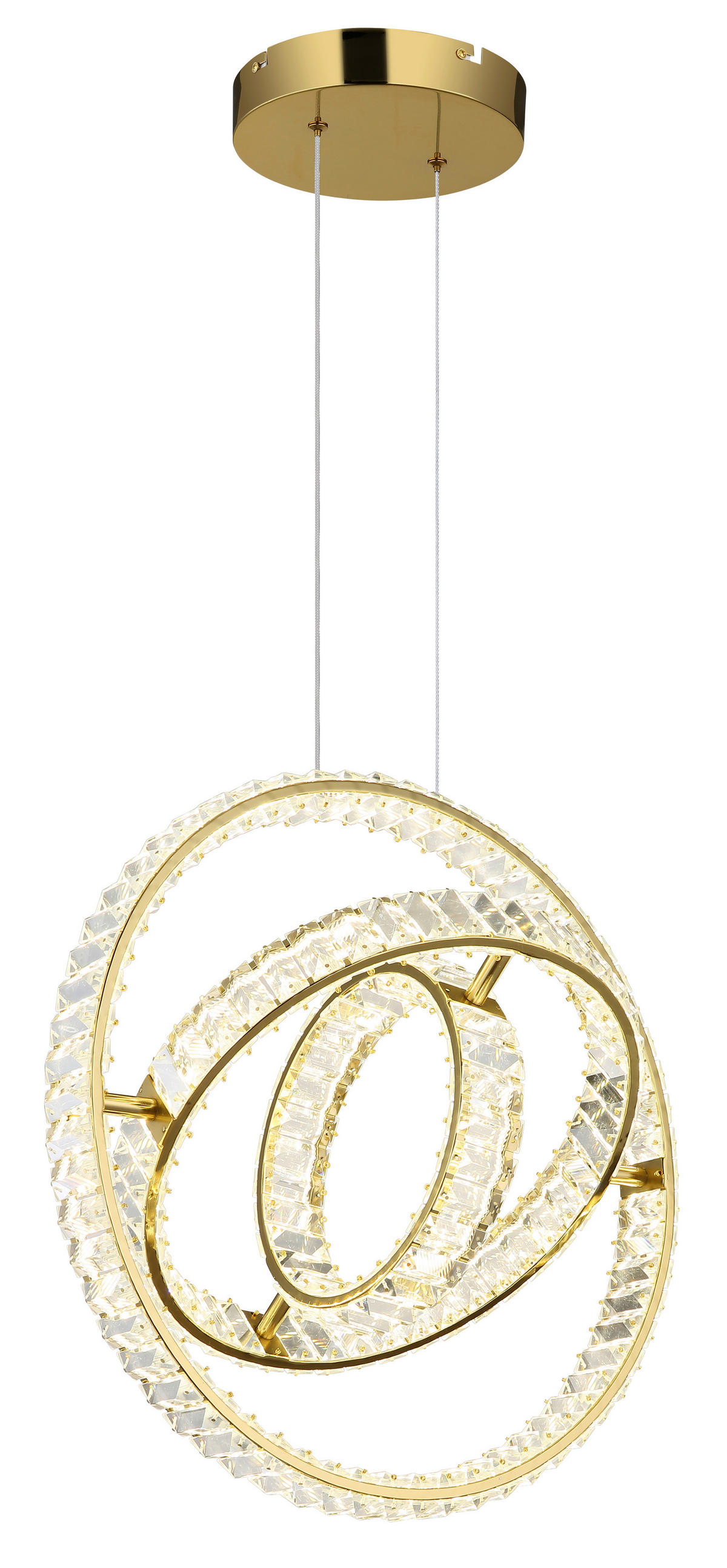 LED-HÄNGELEUCHTE 50/40/120 cm    - Klar/Goldfarben, Design, Glas/Metall (50/40/120cm) - Globo