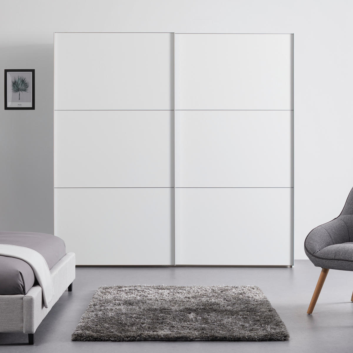 SCHWEBETÜRENSCHRANK in Weiss  - Weiss/Alufarben, Holzwerkstoff/Metall (225/222/68cm) - Moderano