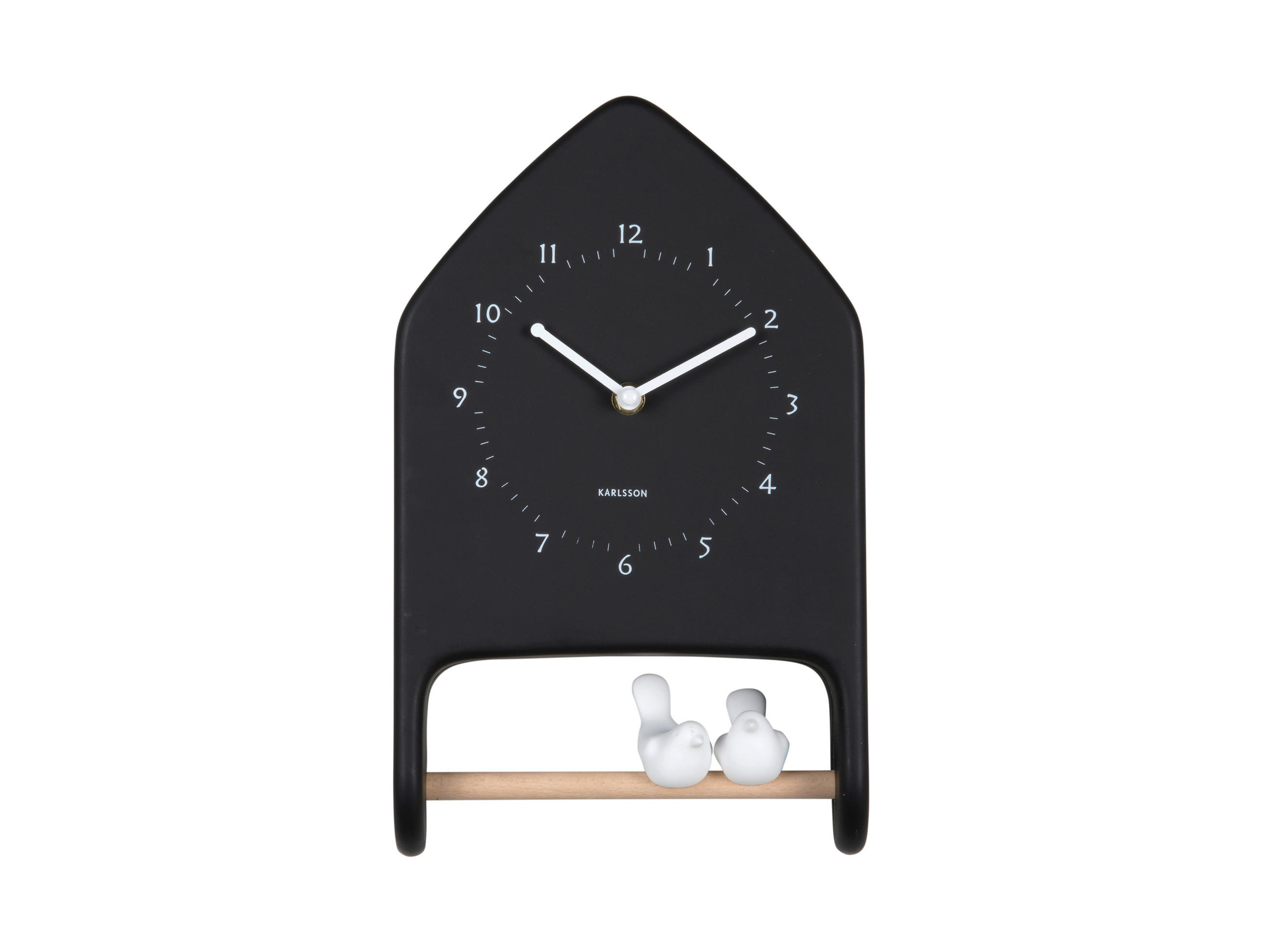 WANDUHR Love birds Schwarz 20/32/7 cm  - Schwarz, Basics, Kunststoff (20/32/7cm) - Karlsson