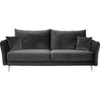 SCHLAFSOFA  mit Schlafen auf Sitzhöhe, Rücken echt Samt Grau  - Goldfarben/Grau, Basics, Textil/Metall (235/96/104cm) - MID.YOU