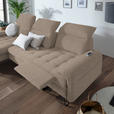 ECKSOFA in Flachgewebe Braun  - Schwarz/Braun, LIFESTYLE, Textil/Metall (180/310cm) - Valnatura