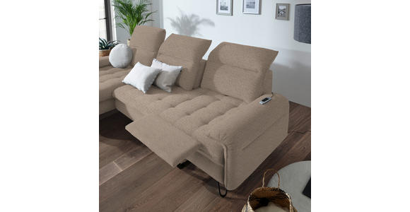 ECKSOFA in Flachgewebe Braun  - Schwarz/Braun, LIFESTYLE, Textil/Metall (180/310cm) - Valnatura