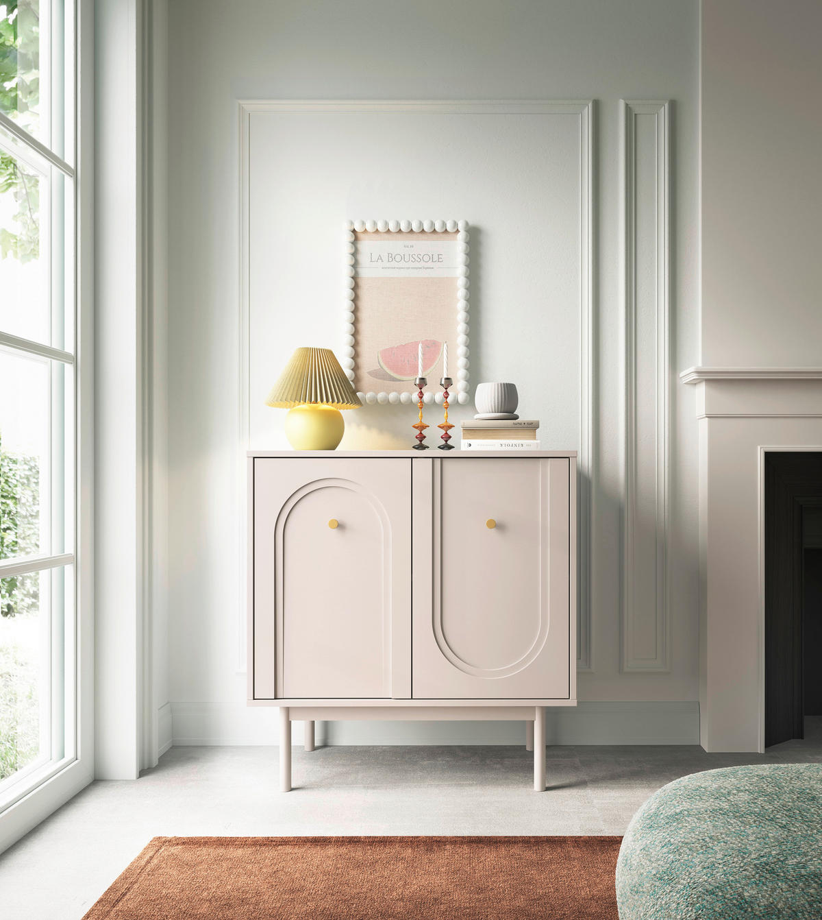 KOMMODE Vilama  in 79/84/39 cm  - Kaschmir/Goldfarben, Design, Holzwerkstoff/Metall (79/84/39cm) - Xora