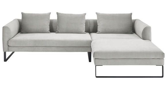 ECKSOFA  in Cord Grau  284/178 cm  - Schwarz/Grau, KONVENTIONELL, Textil/Metall (284/178cm) - Hom`in