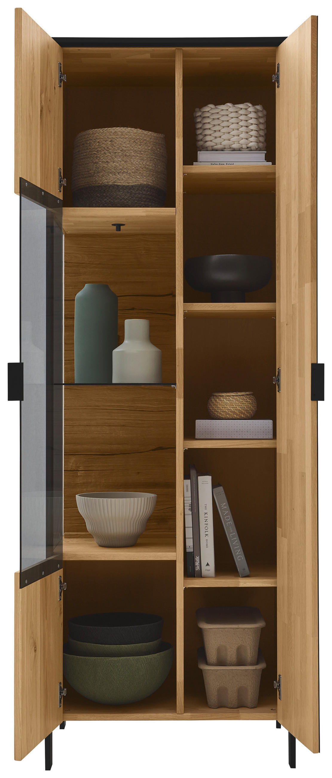 VITRINE Graphitfarben, Eichefarben  68/199,1/44,6 cm  - Eichefarben/Graphitfarben, Natur, Glas/Holz (68/199,1/44,6cm) - Valdera