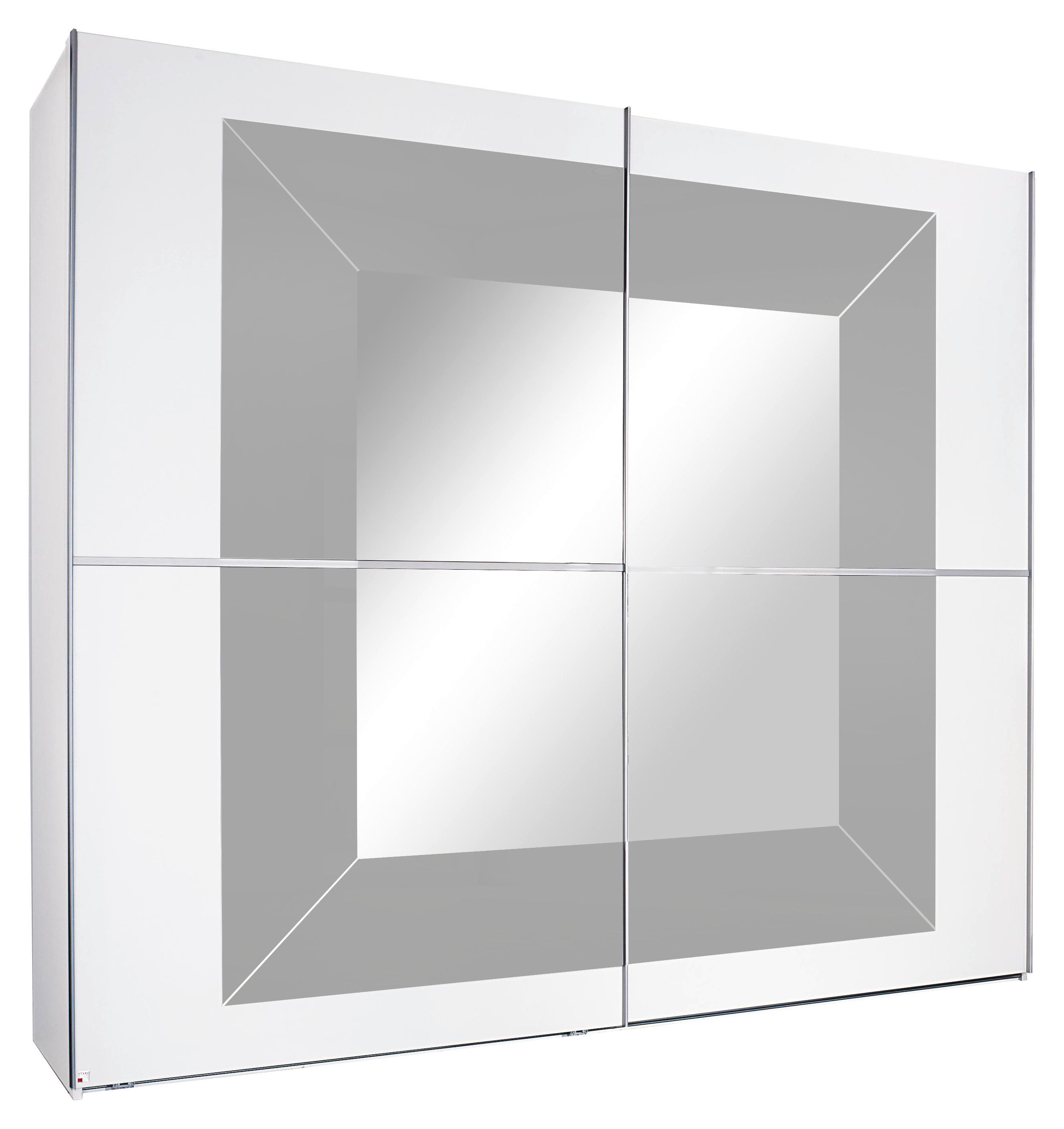 SCHWEBETÜRENSCHRANK 2-türig Grau, Weiß  - Alufarben/Weiß, Design, Glas/Holzwerkstoff (201/223/68cm) - Cantus