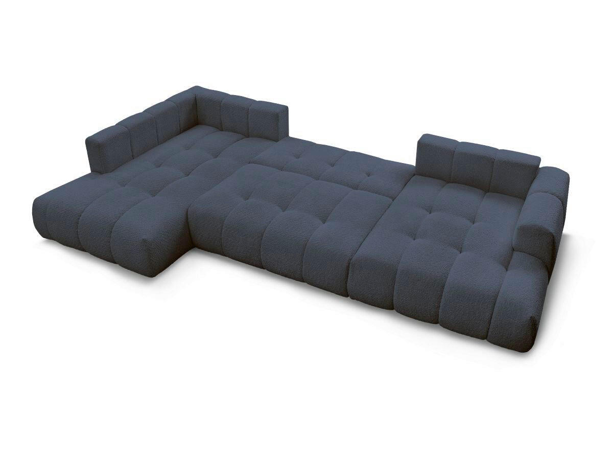 WOHNLANDSCHAFT  FUJI  Dunkelblau Bouclé  - Schwarz/Dunkelblau, MODERN, Kunststoff/Textil (204/377/160cm)