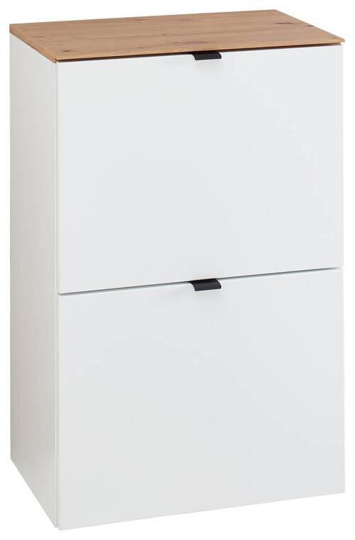 ZÁVĚSNÝ BOTNÍK, bílá, dub artisan, 55/84/37 cm - bílá/černá, Design, kov/kompozitní dřevo (55/84/37cm) - Voleo