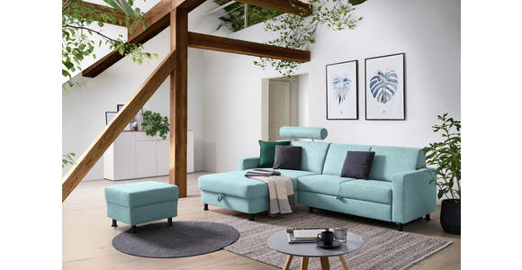 ECKSOFA in Webstoff Türkis  165/257 cm  - Türkis/Schwarz, Design, Kunststoff/Textil (165/257cm) - Xora