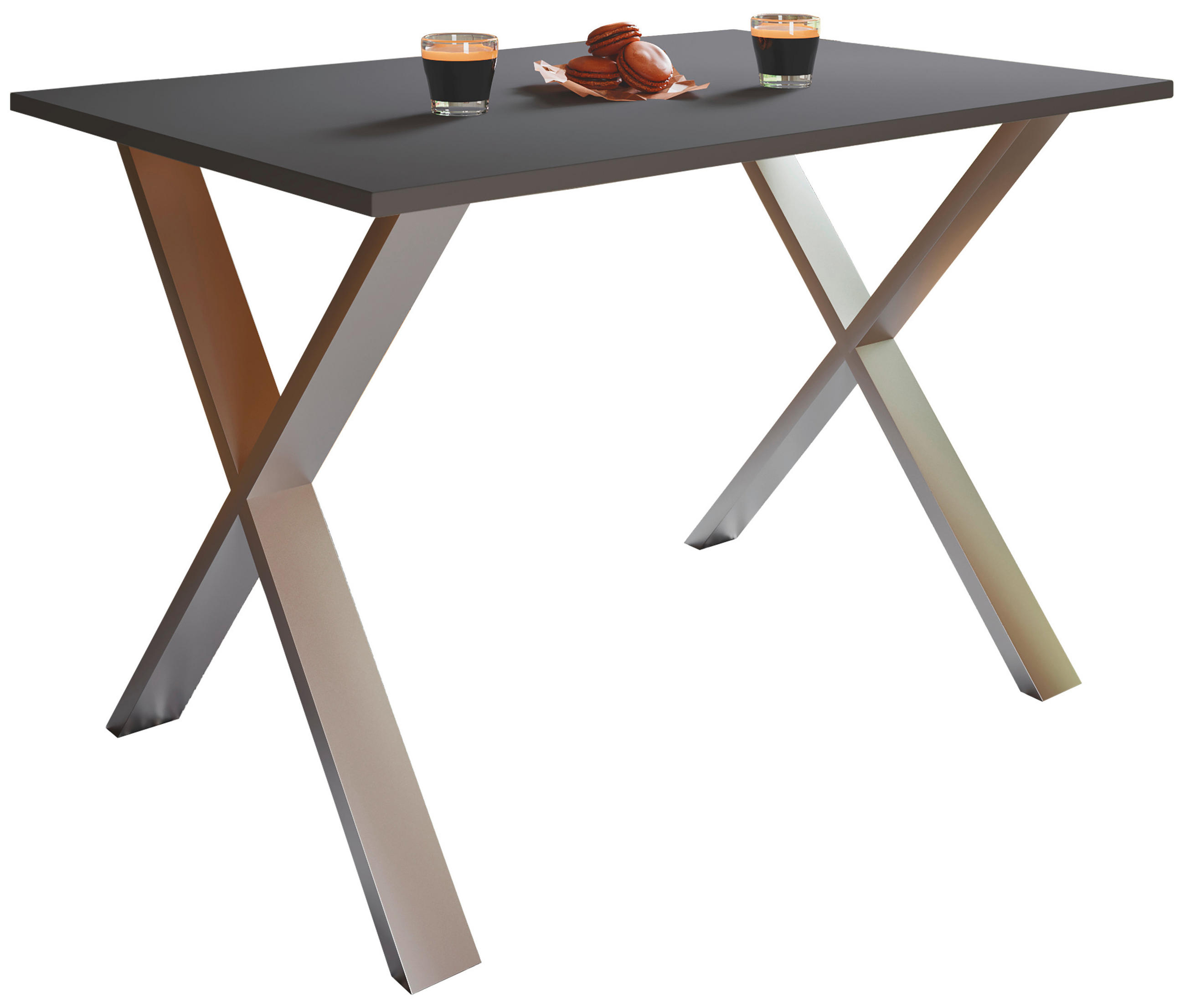 ESSTISCH rechteckig Anthrazit, Silberfarben  - Anthrazit/Silberfarben, Basics, Holzwerkstoff/Metall (110/80/76cm) - MID.YOU
