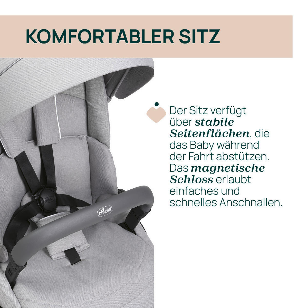 BUGGY One4ever Lounge  - Grau, Basics, Textil/Metall (51/99-109/78cm) - Chicco