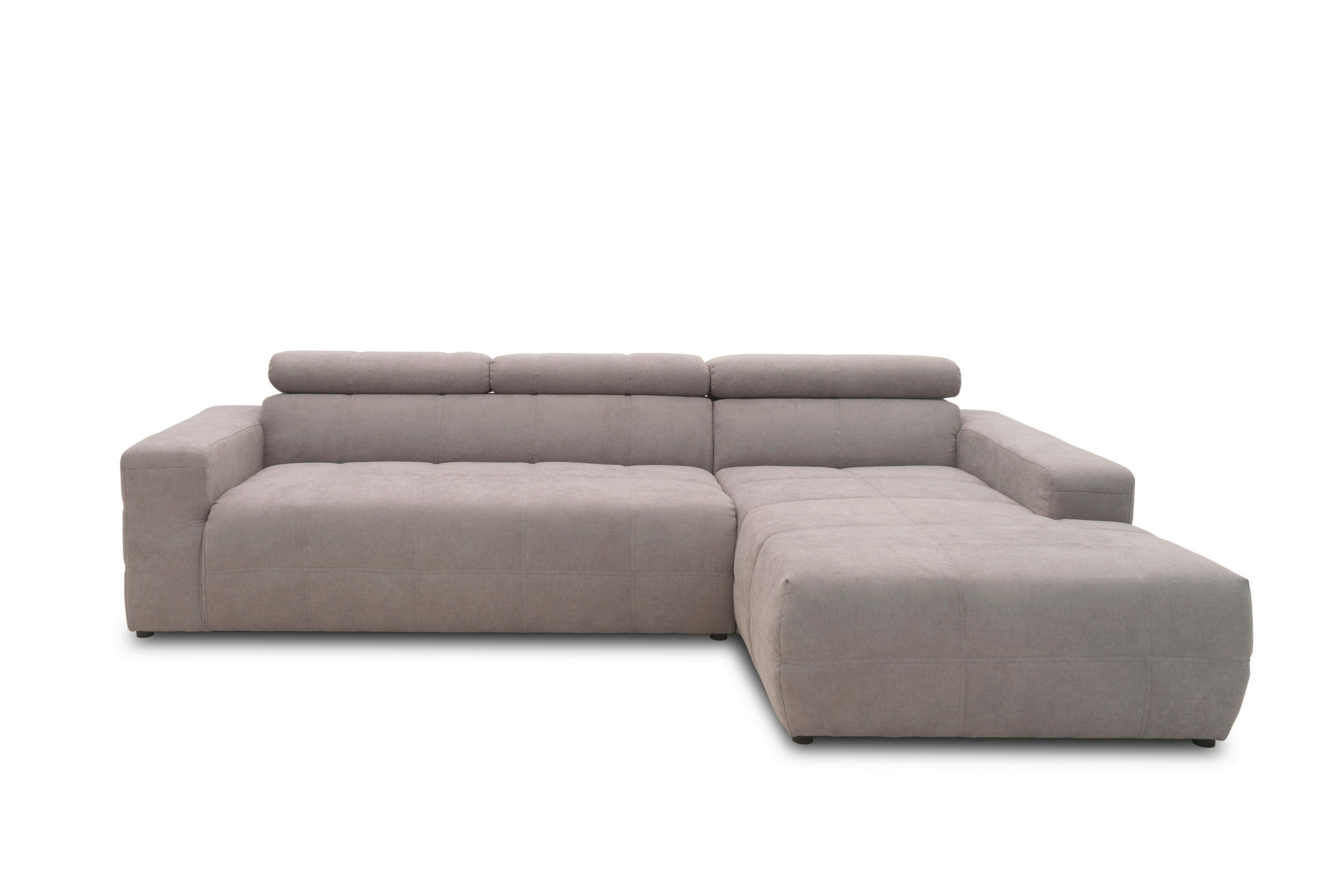 ECKSOFA Silberfarben Mikrofaser  - Silberfarben/Schwarz, Design, Kunststoff/Textil (285/175cm) - MID.YOU