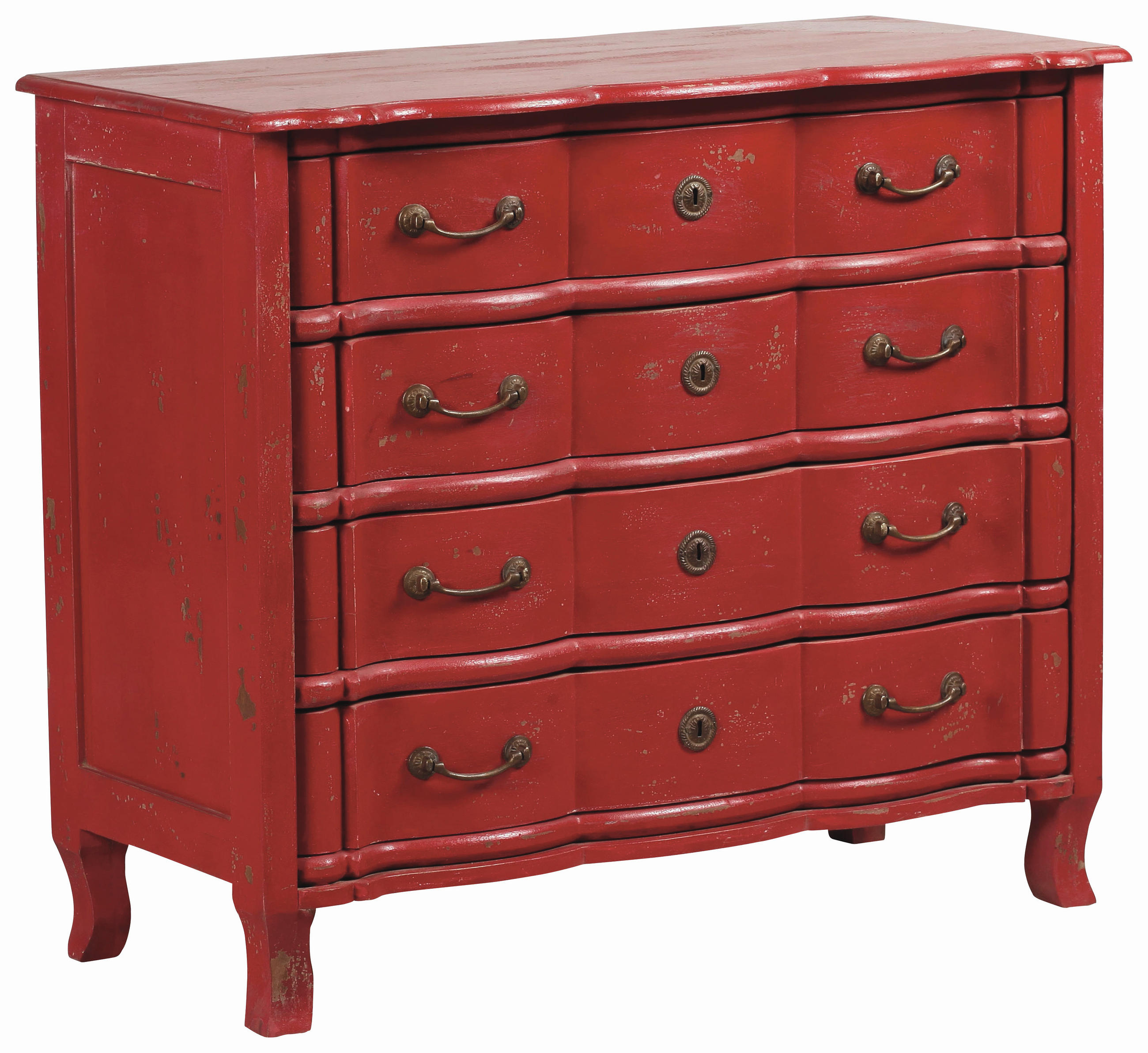 KOMODA, mangové drevo, červená, 100/85/45 cm - mosadzná/červená, Trend, kov/drevo (100/85/45cm) - Ambia Home